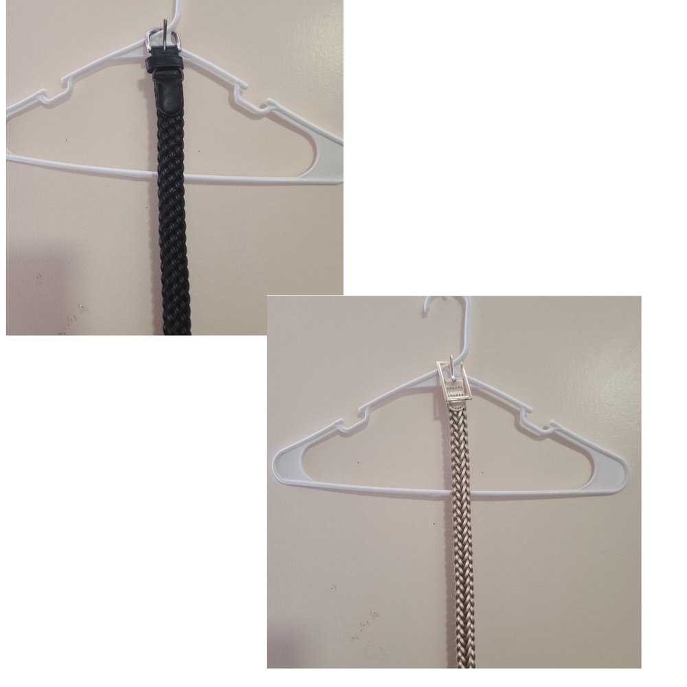 Braided Black and White Belt Set